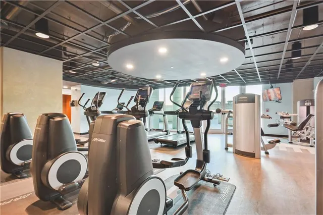 a room with gym equipment