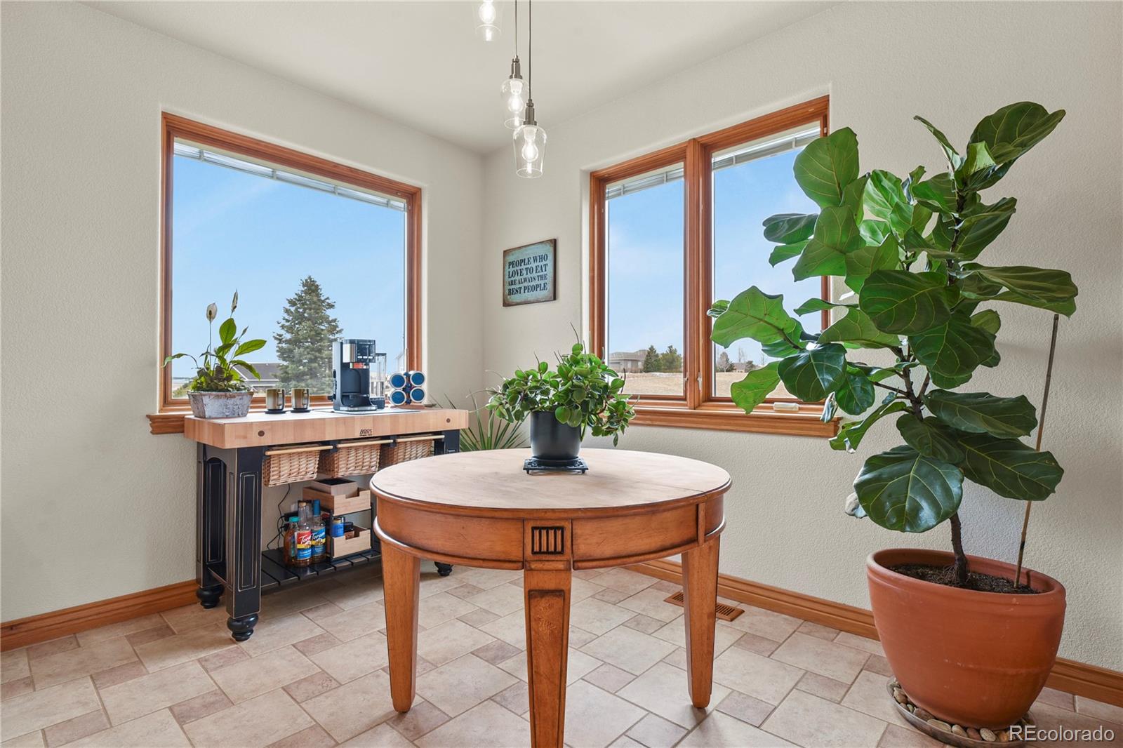 5220 Roundup Ridge Road Colorado Springs, CO 80908 - Photo 11 of 50 a dining room with furniture potted plants and wooden floor