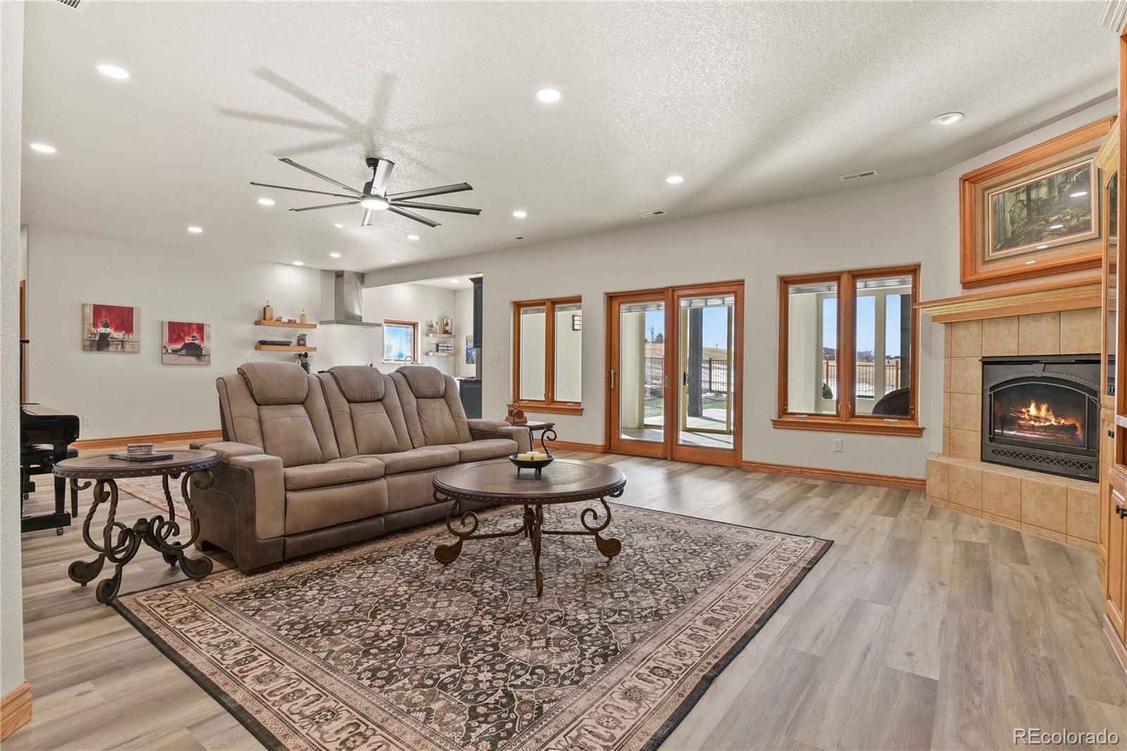 5220 Roundup Ridge Road Colorado Springs, CO 80908 - Photo 22 of 50 a living room with furniture and a fireplace