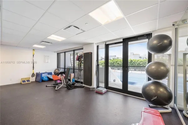 a view of a room with gym equipment