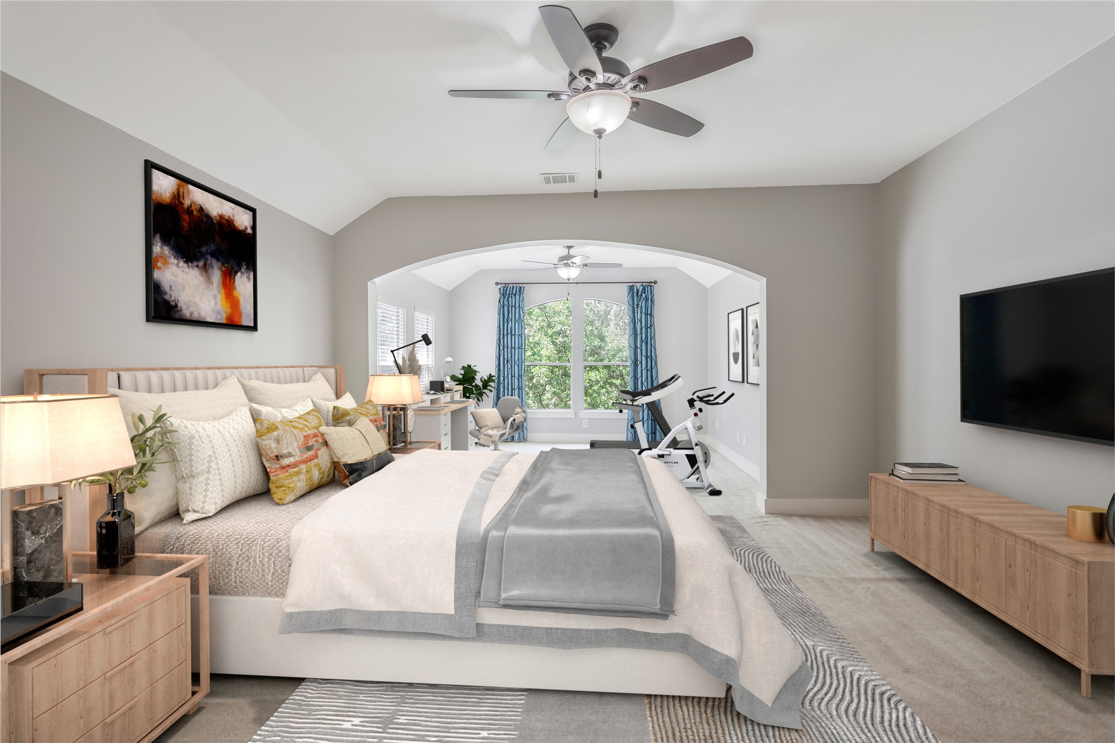 1207 Nagle Street Houston, TX 77003 - Photo 18 of 26 VIRTUALLY STAGED - Spacious primary bedroom features a versatile flex area, perfect for a home office, exercise room, or cozy sitting space.