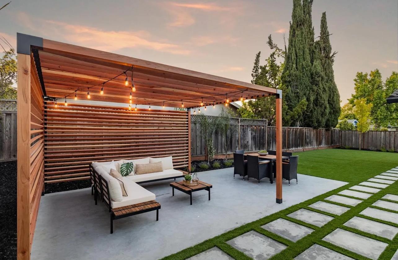 1439 Bittern Drive Sunnyvale, CA 94087 - Photo 20 of 28 a backyard of a house with outdoor seating