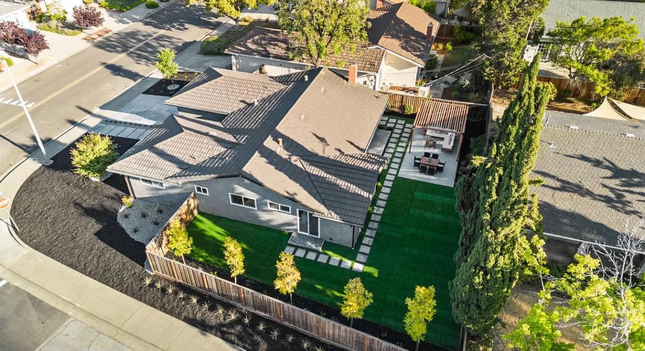 1439 Bittern Drive Sunnyvale, CA 94087 - Photo 28 of 28 an aerial view of a house a garden and mountain view in back