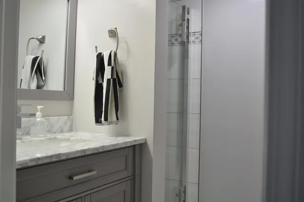 a bathroom with a shower