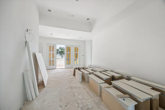 a view of a garden from a balcony