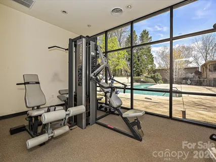 a view of a room with gym equipment
