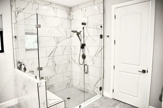 a bathroom with a shower