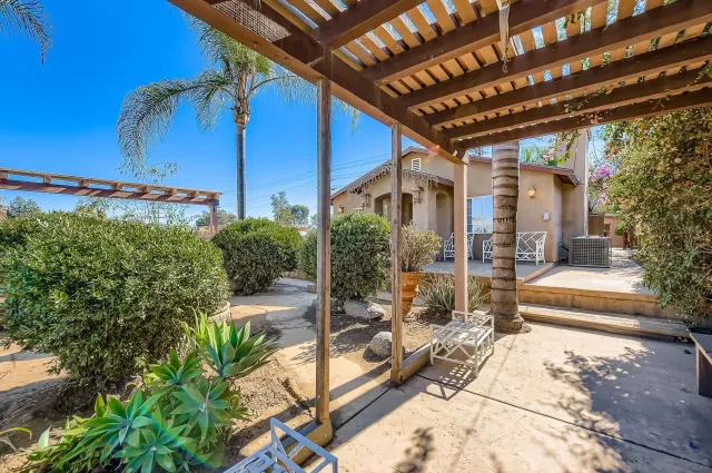 a view of a porch with a patio