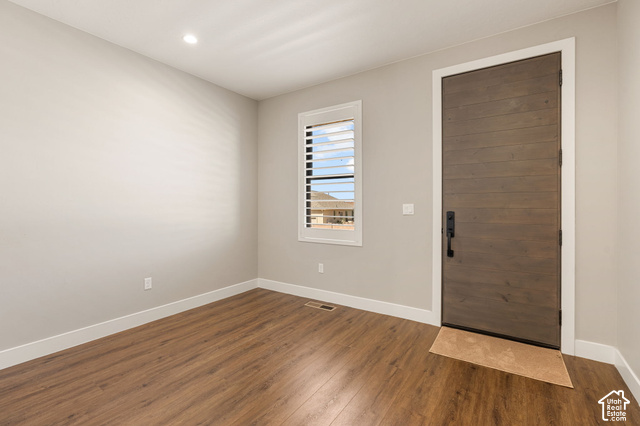 1192 East Ashdown Road Cedar City, UT 84721 - Photo 66 of 96 Wood-finish flooring, white trim, recessed lighting, and a window with plantation shutters