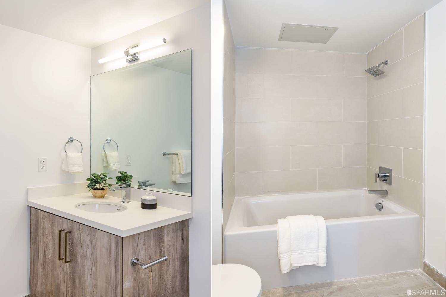 1288 Howard Street, Unit 611 San Francisco, CA 94103 - Photo 17 of 48 a bathroom with a bathtub shower sink and a toilet