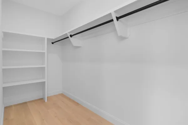 a view of an empty walk in closet