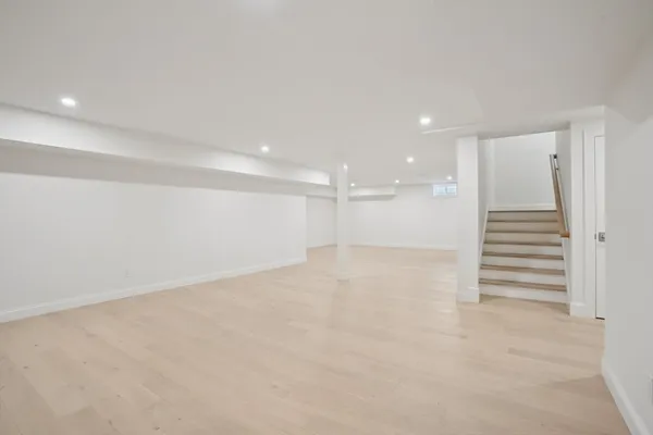 a view of a room with a stairs