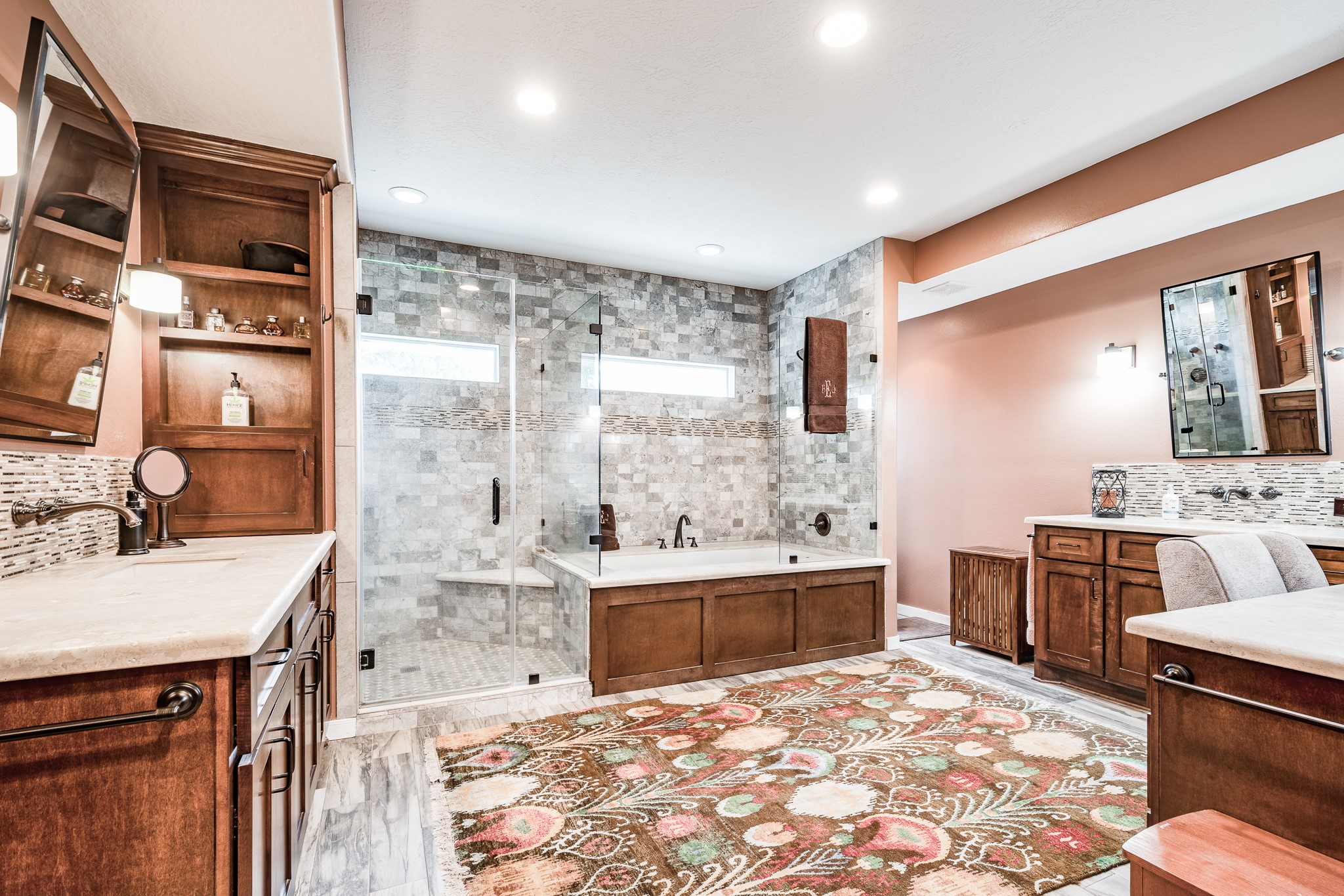 16410 Farm To Market 1485 Conroe, TX 77302 - Photo 37 of 47 a large bathroom with a tub sink shower and mirror