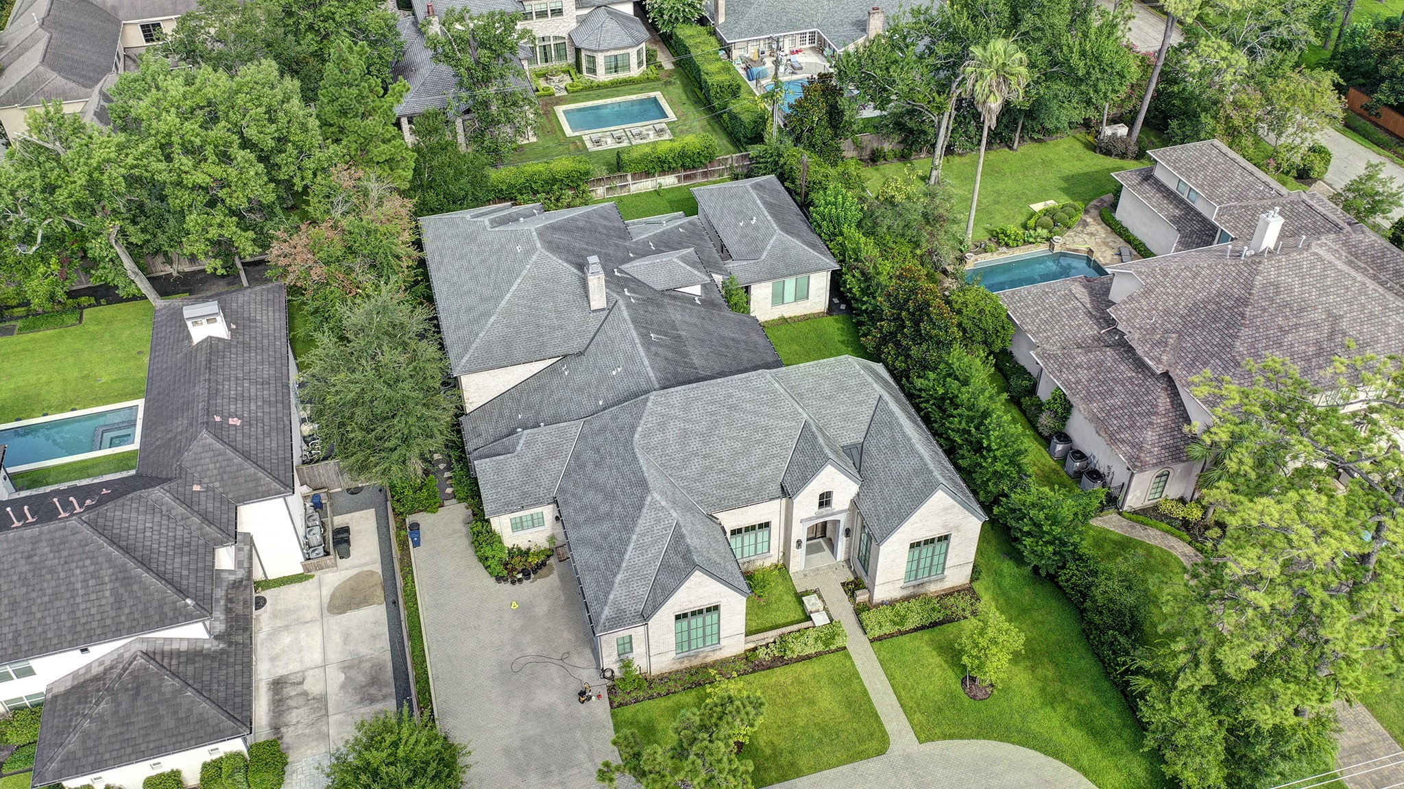 an aerial view of a house