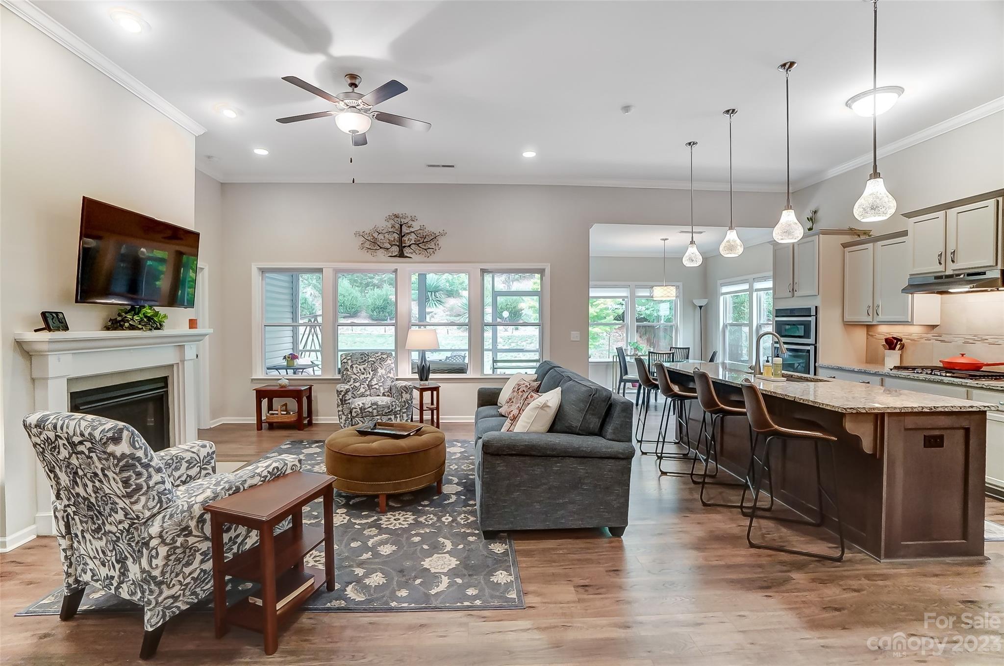 1862 Larkspur Way Tega Cay, SC 29708 - Photo 4 of 37 a living room with fireplace furniture and a flat screen tv