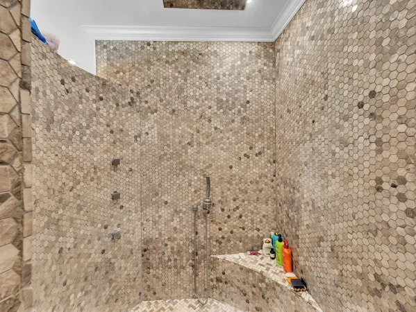 a bathroom with a bathtub