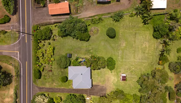 swimming pool view with a garden