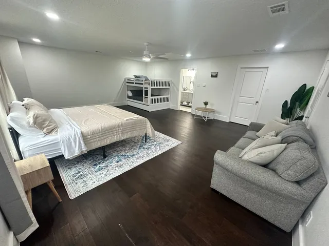 a living room with furniture and a couch