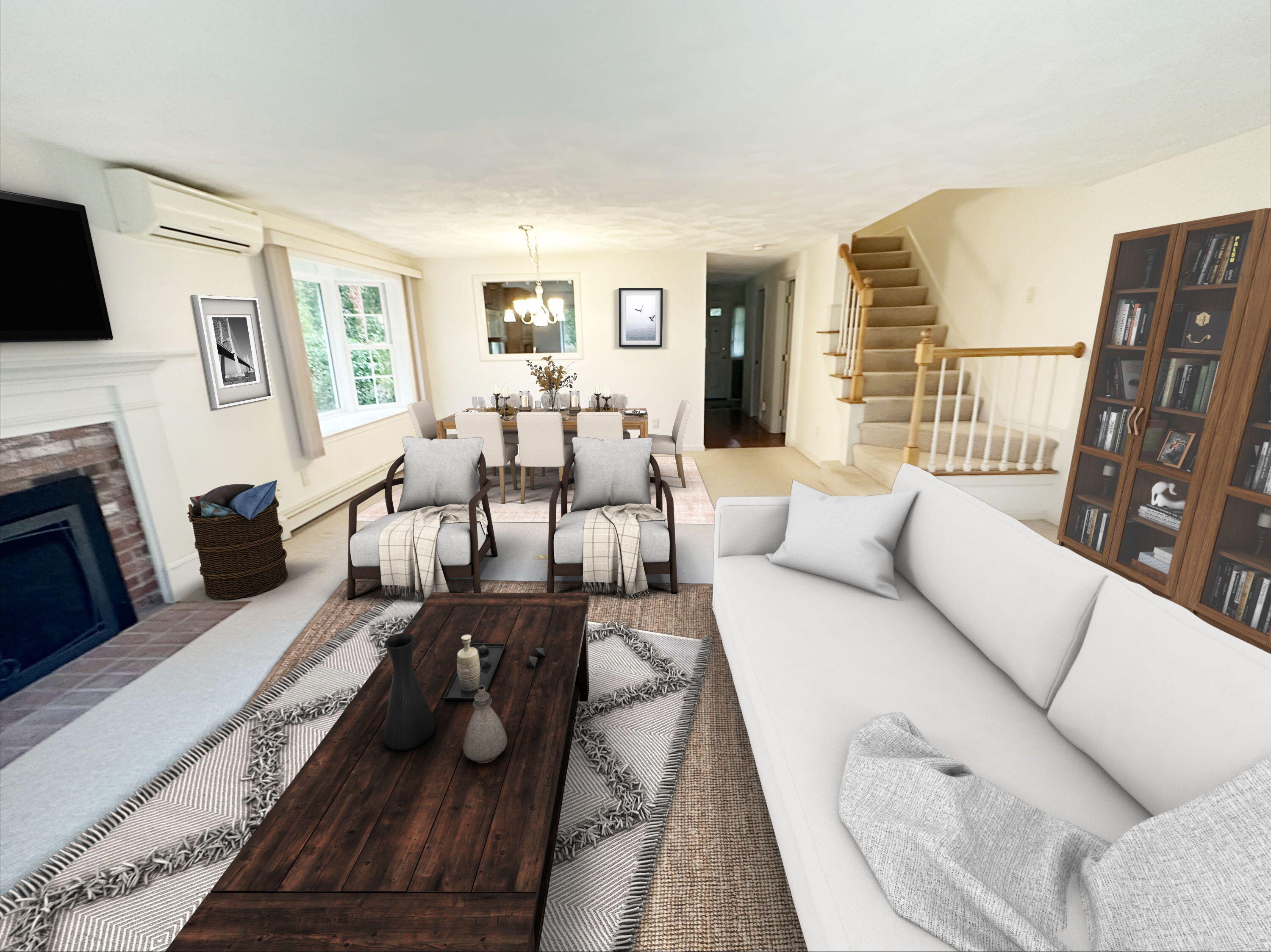 1 Calico Circle, Unit 1 Dennis, MA 02639 - Photo 17 of 52 a living room with furniture fireplace and a flat screen tv