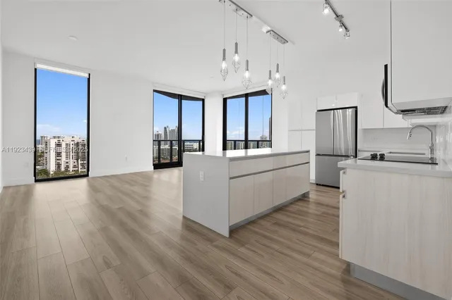 a view of a city skyline from a balcony