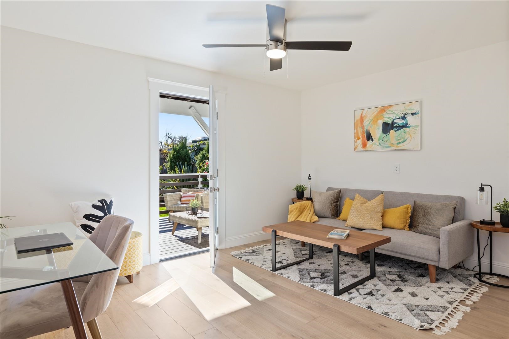 1524 Blake Street Berkeley, CA 94703 - Photo 11 of 59 Living area featuring light wood-style flooring and ceiling fan
