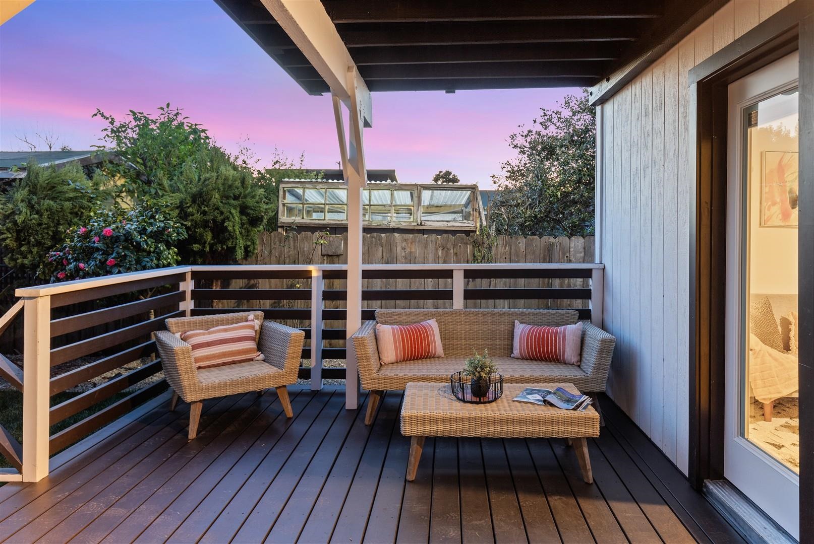 1524 Blake Street Berkeley, CA 94703 - Photo 49 of 59 Deck at dusk with outdoor lounge area
