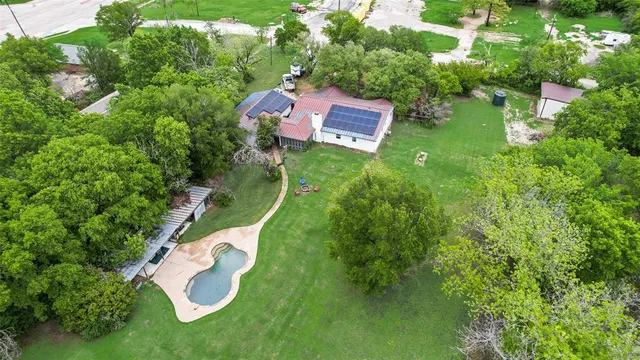 an aerial view of a house
