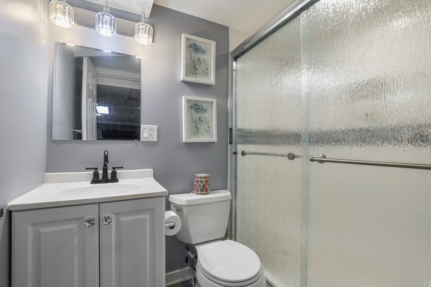 11S450 Carpenter Street Lemont, IL 60439 - Photo 21 of 29 a bathroom with a toilet a sink a vanity and mirror