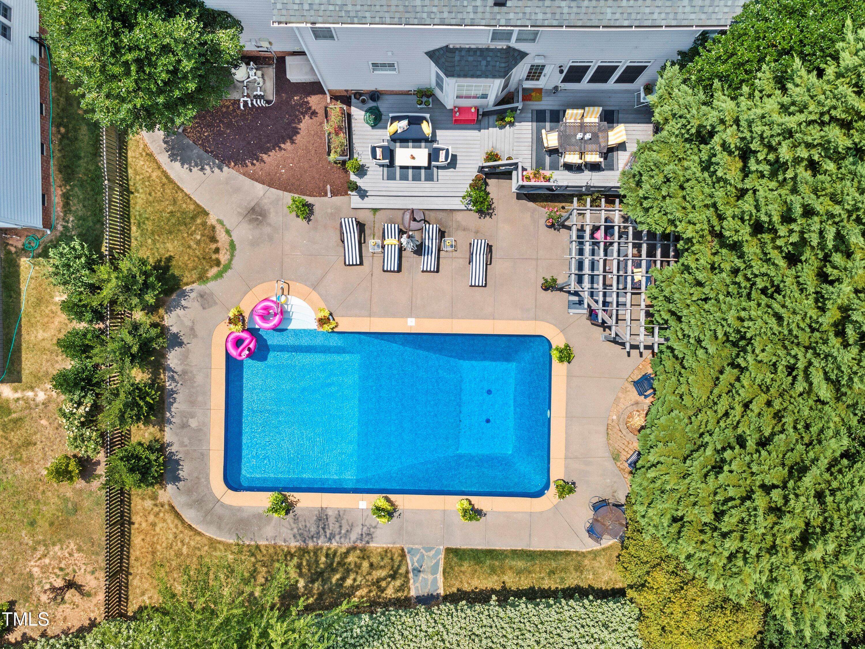 12212 Penrose Trail Raleigh, NC 27614 - Photo 38 of 41 an aerial view of a house with garden space and street view