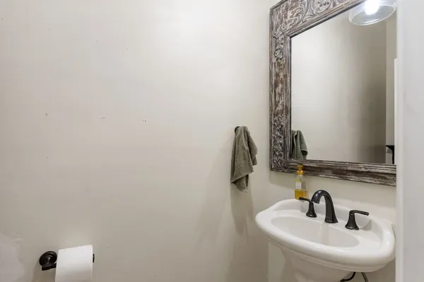 a hallway with washer and dryer
