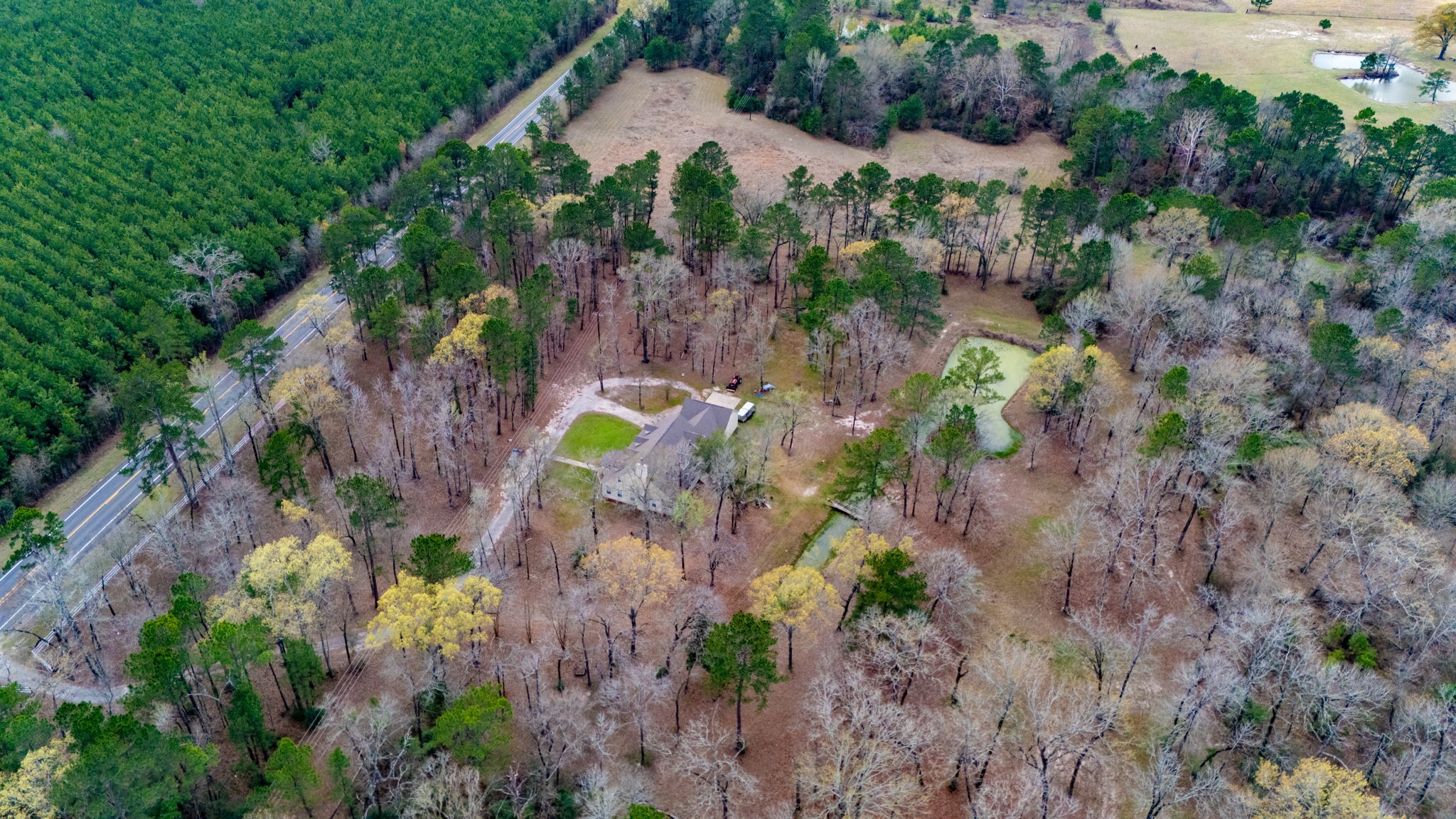 9139 Highway 94 Groveton, TX 75845 - Photo 3 of 49 an aerial view of a house with a yard and greenery