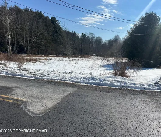 a view of a snow on the road