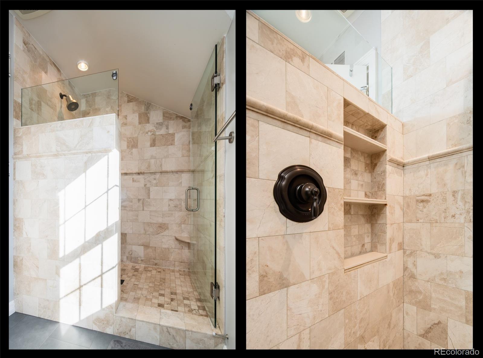 457 Elm Street Denver, CO 80220 - Photo 21 of 45 a bathroom with a shower and a sink