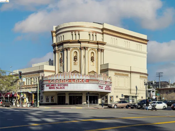 a view of a building with a large windows