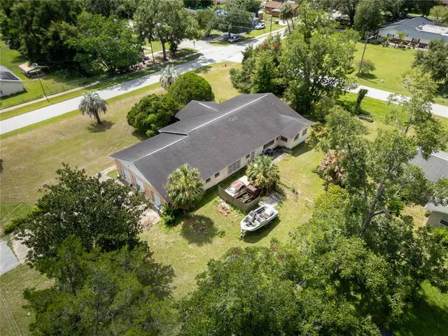 an aerial view of a house