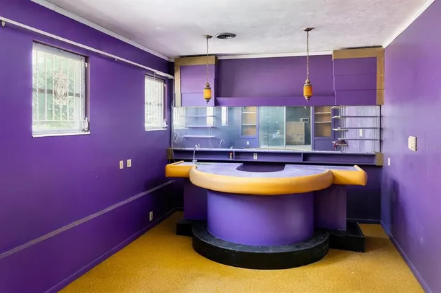 a view of a room with pool table