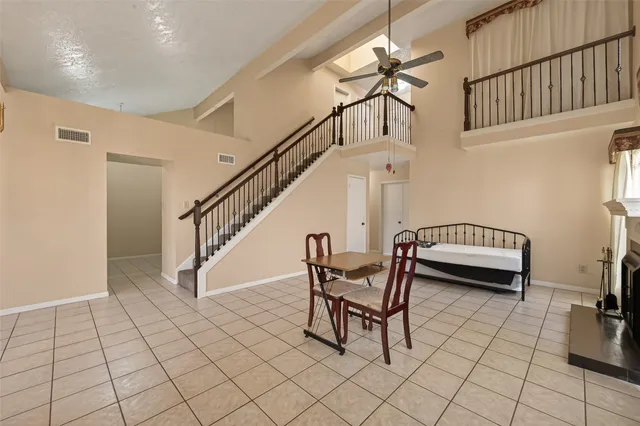 a living room with furniture
