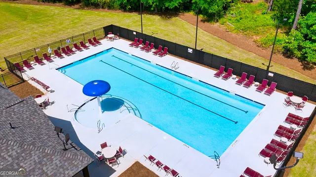 an aerial view of a house