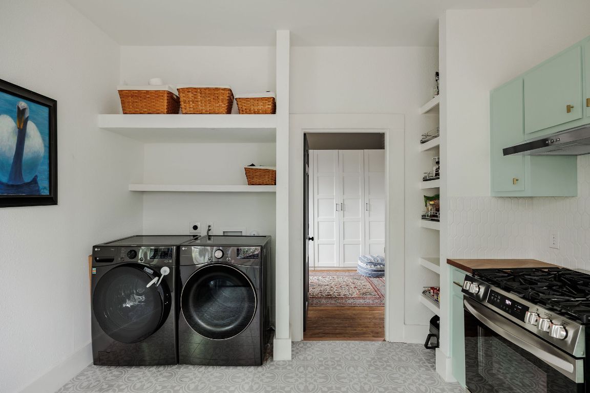 1907 Tillery Street Austin, TX 78723 - Photo 12 of 28 a utility room with sink dryer and washer