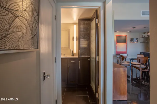 a view of a balcony with city view