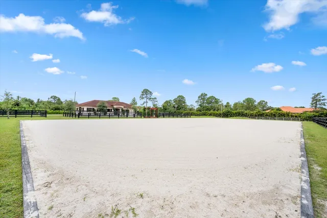 an aerial view of swimming pool with a yard
