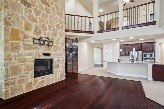 a view of an entryway with wooden floor