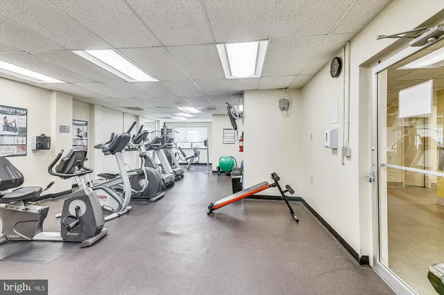 a view of a room with gym equipment