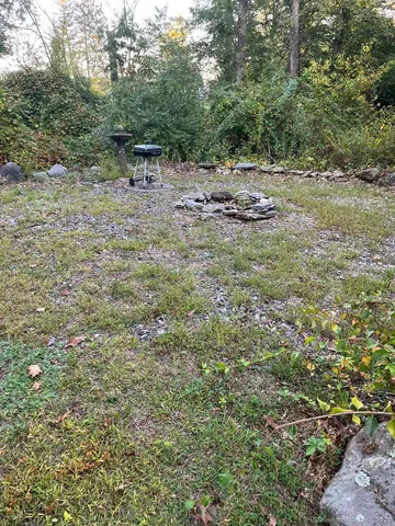 a view of a lake from a yard