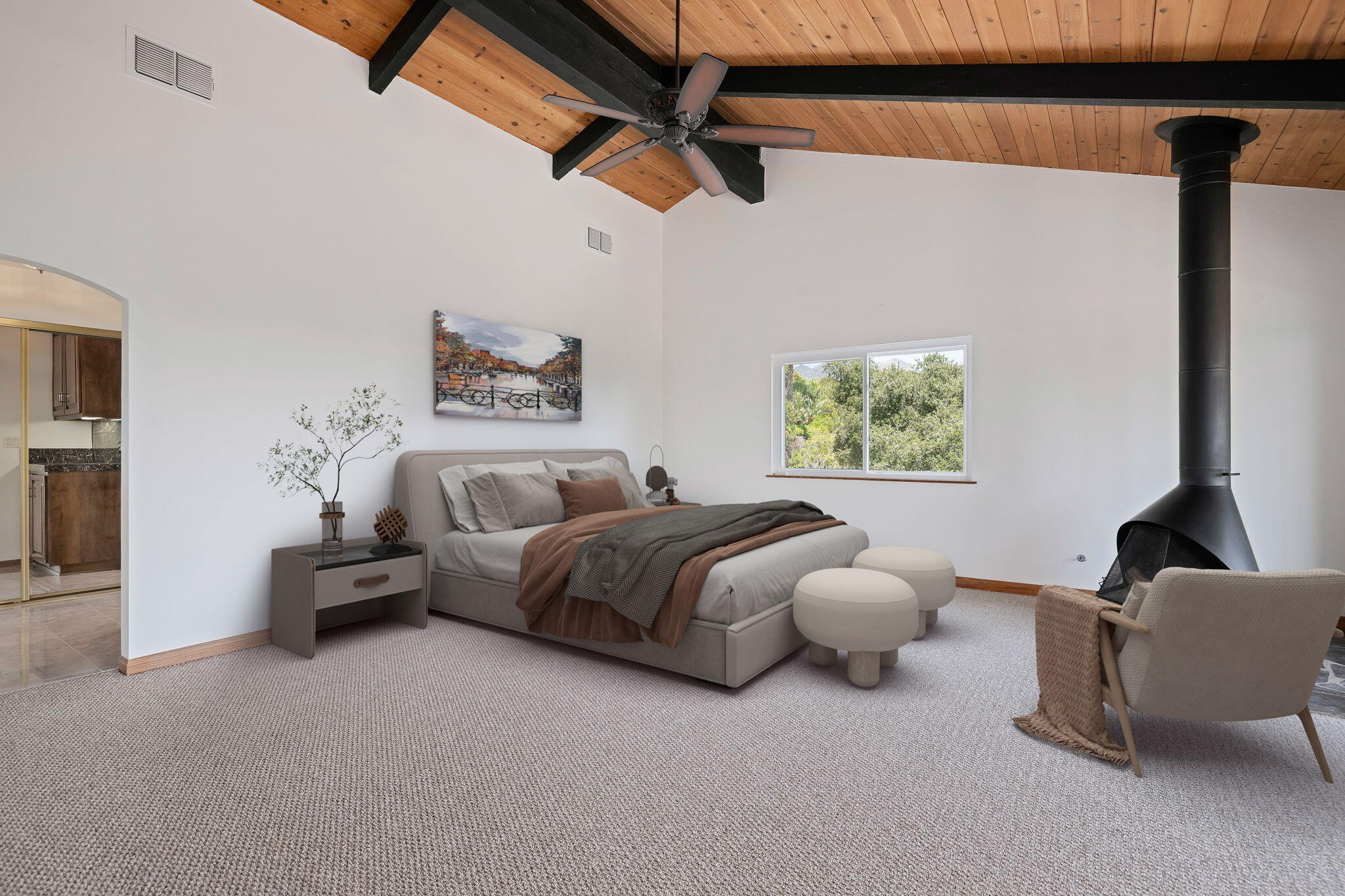 2106 Mt Calvary Road Santa Barbara, CA 93105 - Photo 22 of 66 a spacious bedroom with a bed and a couch