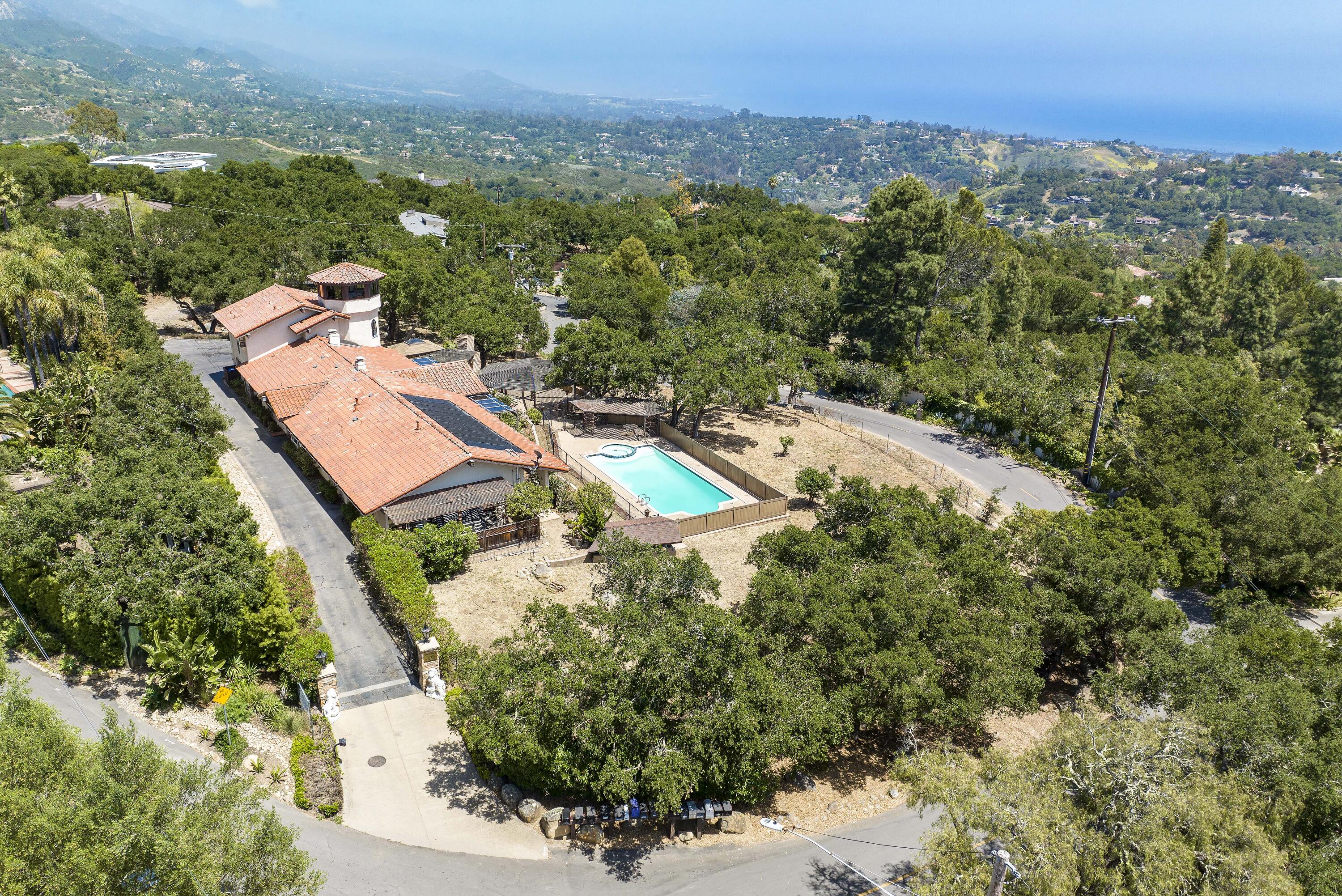 2106 Mt Calvary Road Santa Barbara, CA 93105 - Photo 64 of 66 an aerial view of a house with a yard and lake view