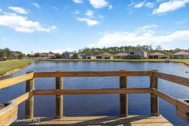 a view of a lake with houses