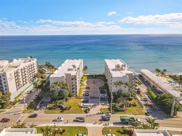 a view of building and ocean view