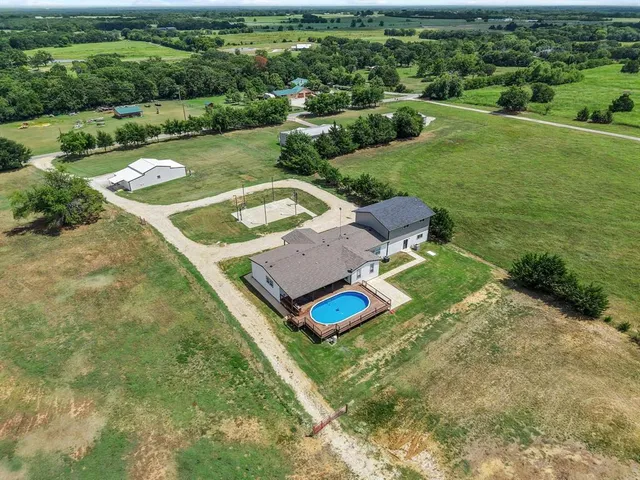 an aerial view of a house