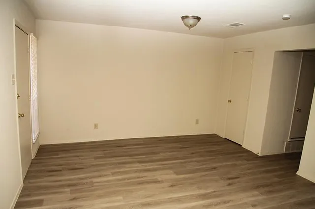 an empty room with a window